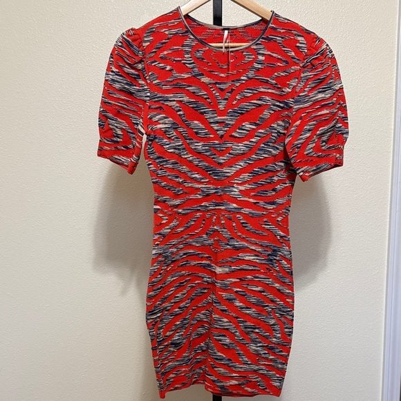 Free People Dresses & Skirts - Free people 🌹Red and Black Tiger Stripe Short Sleeve Dress